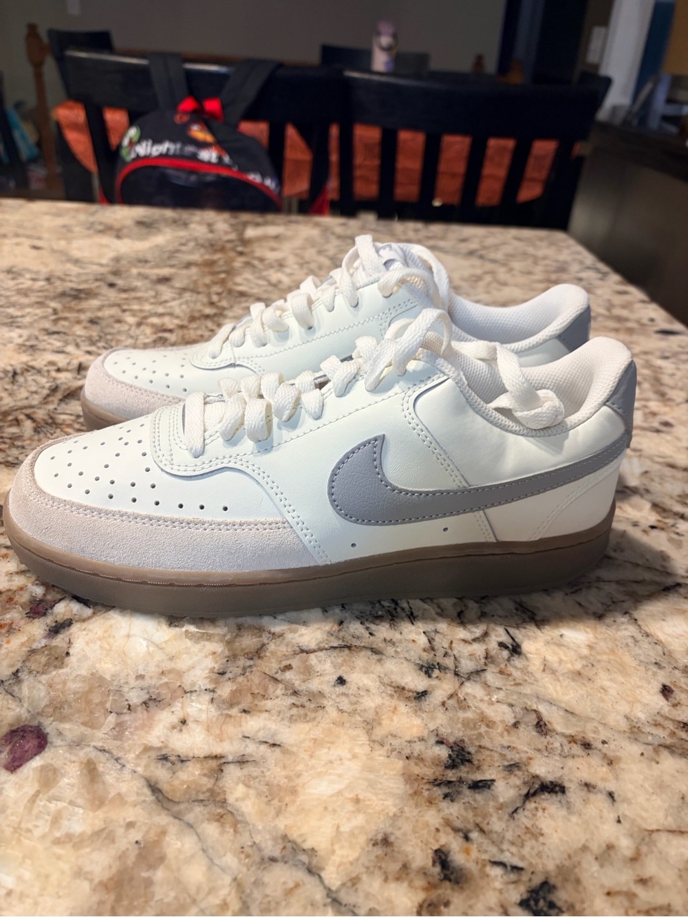 Nike Men's 7.5 Court Vision Low- Athletic Sneakers in White and Gray